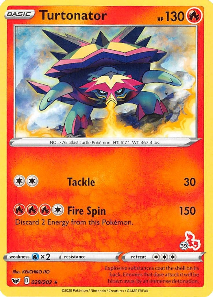 Image for Turtonator - 029/202 (#39 Cinderace Stamped) (029/202) (Battle Academy 2022) (BA22) - Pokemon