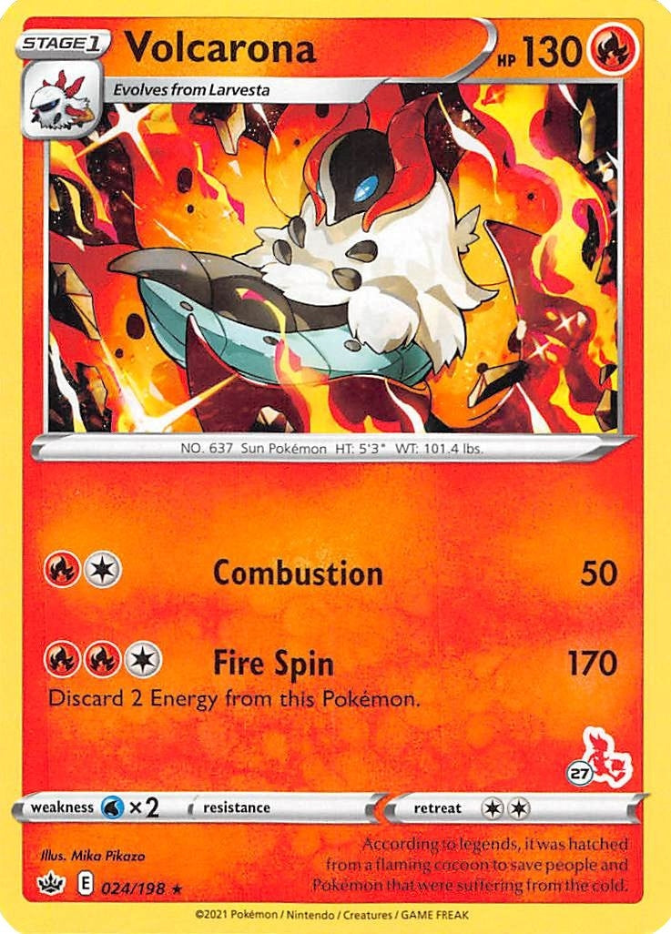 Image for Volcarona - 024/198 (#27 Cinderace Stamped) (024/198) (Battle Academy 2022) (BA22) - Pokemon