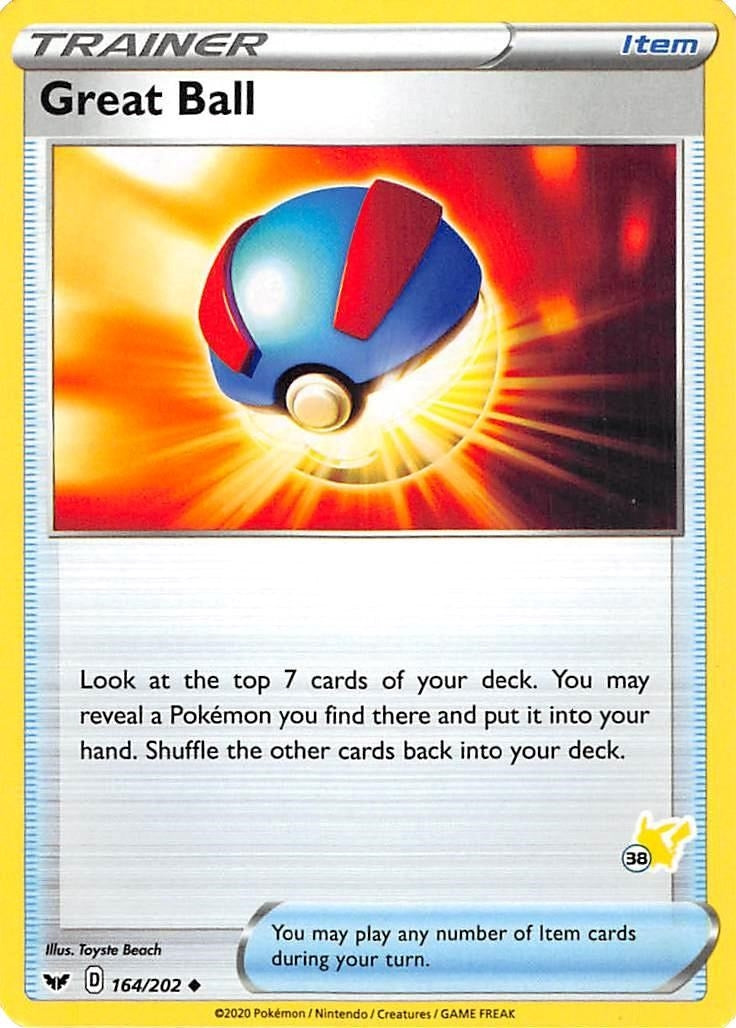 Image for Great Ball - 164/202 (#38 Pikachu Stamped) (164/202) (Battle Academy 2022) (BA22) - Pokemon