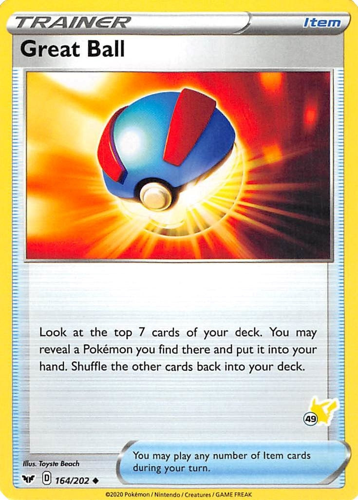 Image for Great Ball - 164/202 (#49 Pikachu Stamped) (164/202) (Battle Academy 2022) (BA22) - Pokemon