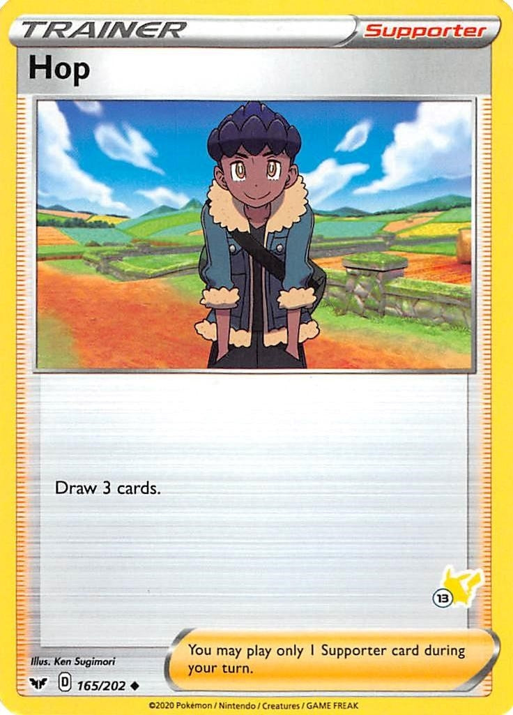 Image for Hop - 165/202 (#13 Pikachu Stamped) (165/202) (Battle Academy 2022) (BA22) - Pokemon