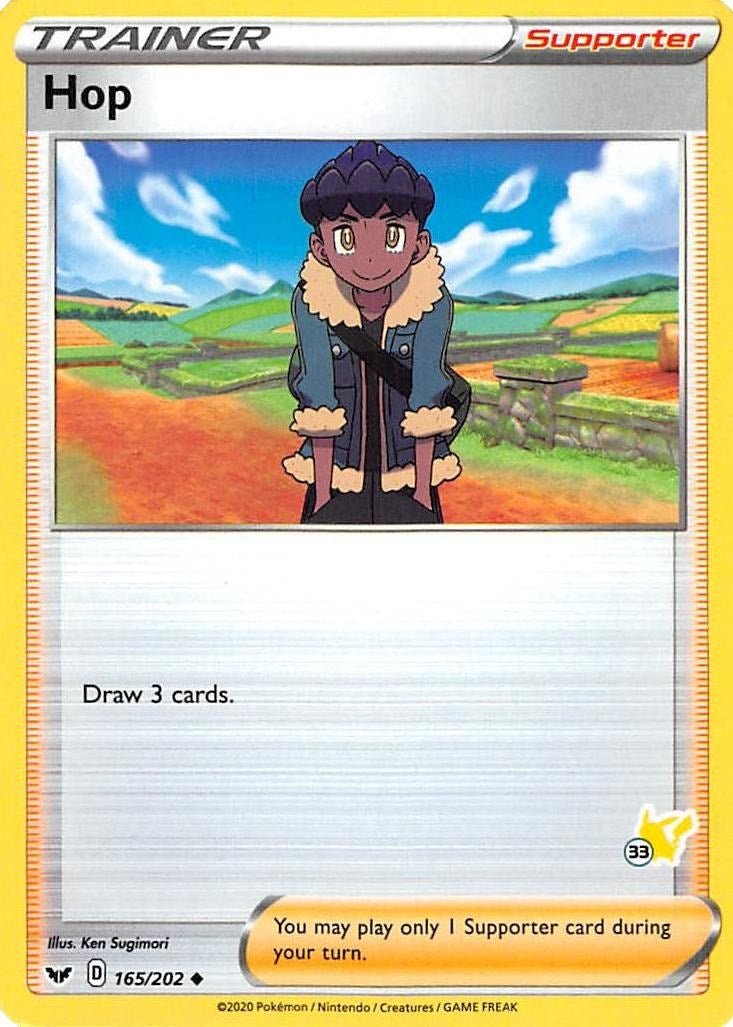 Image for Hop - 165/202 (#33 Pikachu Stamped) (165/202) (Battle Academy 2022) (BA22) - Pokemon