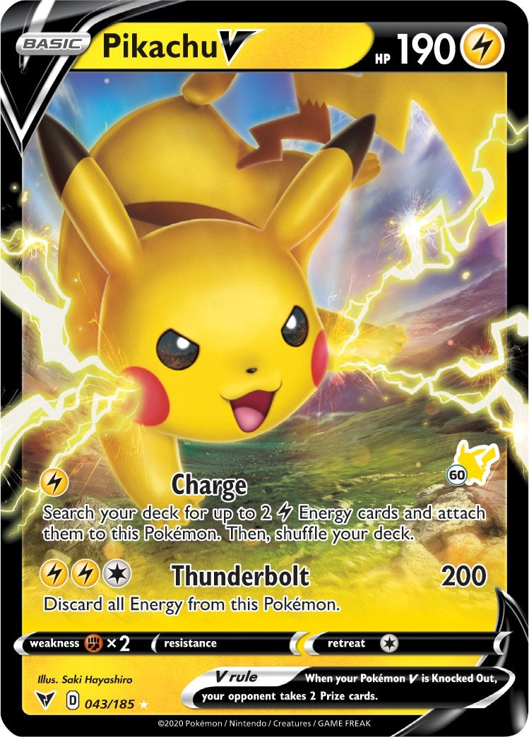 Image for Pikachu V - 043/185 (#60 Pikachu Stamped) (043/185) (Battle Academy 2022) (BA22) - Pokemon