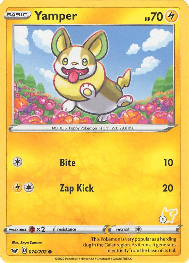 Image for Yamper - 074/202 (#1 Pikachu Stamped) (074/202) (Battle Academy 2022) (BA22) - Pokemon