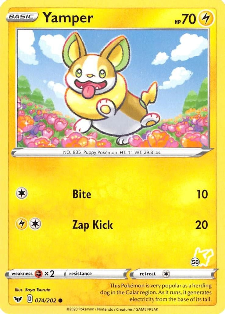 Image for Yamper - 074/202 (#58 Pikachu Stamped) (074/202) (Battle Academy 2022) (BA22) - Pokemon