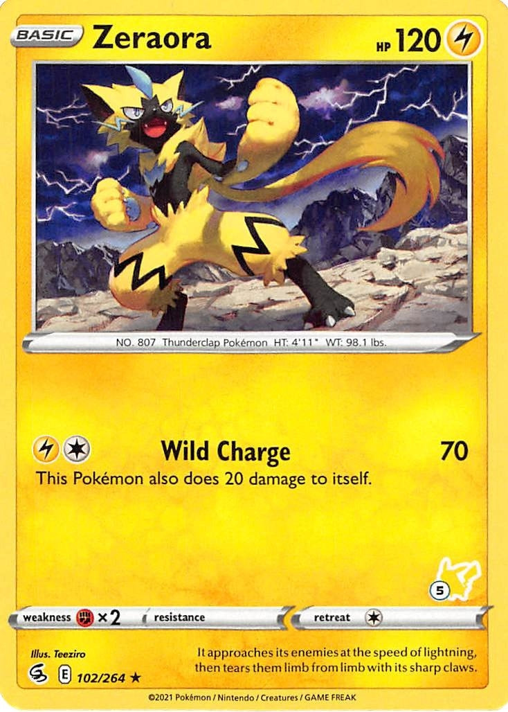 Image for Zeraora - 102/264 (#5 Pikachu Stamped) (102/264) (Battle Academy 2022) (BA22) - Pokemon