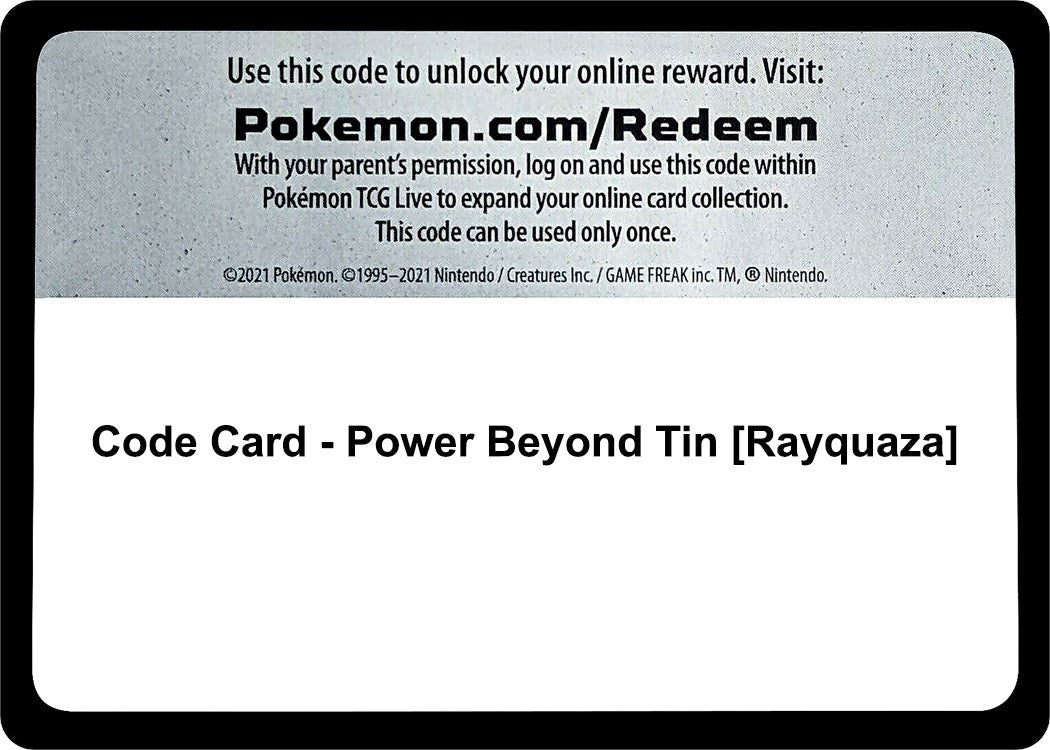Image for Code Card - Power Beyond Tin [Rayquaza] (Miscellaneous Cards & Products) (MCAP) - Pokemon