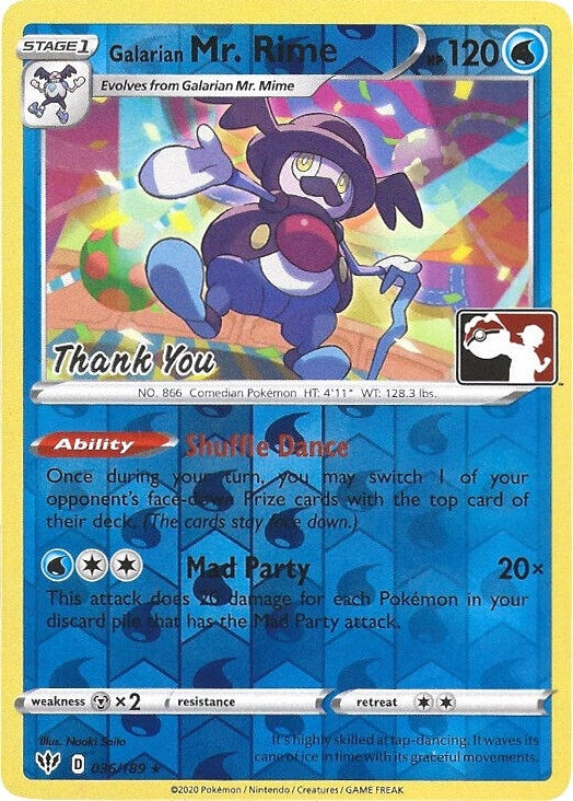 Image for Galarian Mr. Rime - 036/189 (Pokemon League) [Thank You] (036/189) (Miscellaneous Cards & Products) (MCAP) - Pokemon