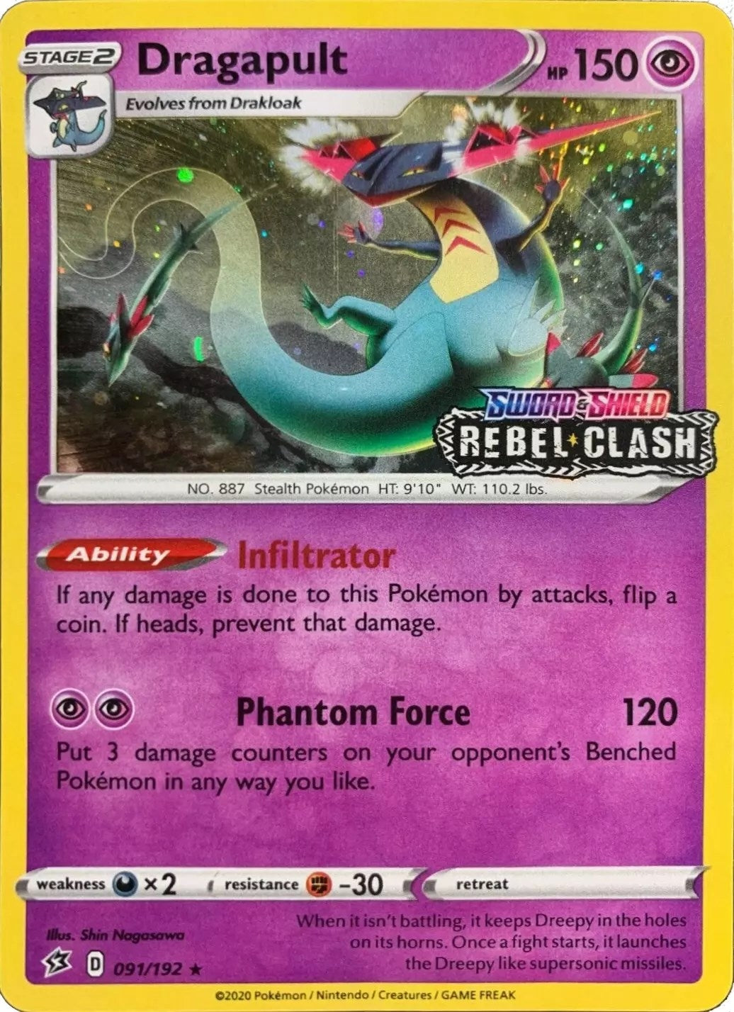 Image for Dragapult - 091/192 [Rebel Clash] (091/192) (Miscellaneous Cards & Products) (MCAP) - Pokemon