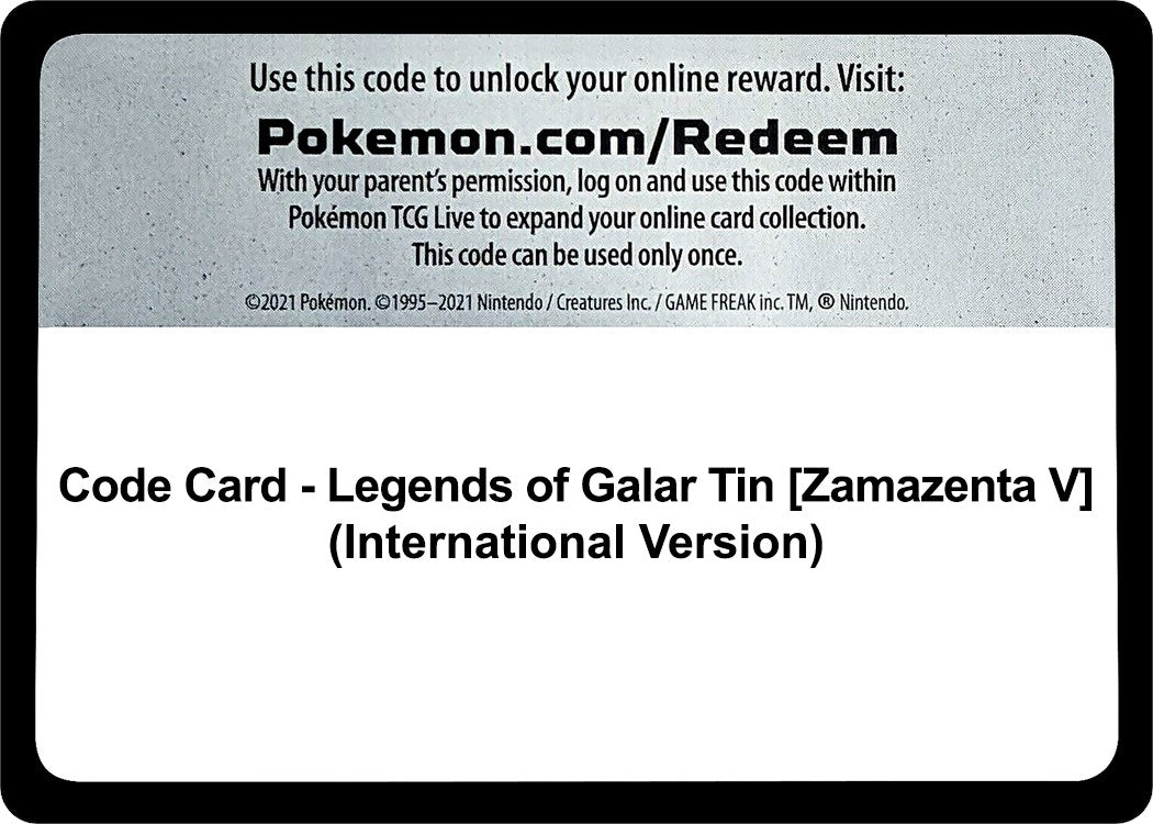 Image for Code Card - Legends of Galar Tin [Zamazenta V] (International Version) (SWSH02: Rebel Clash) (SWSH02) - Pokemon