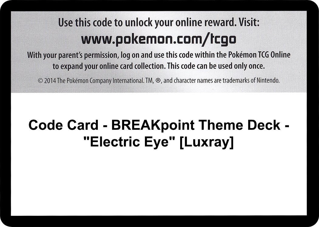 Image for Code Card - BREAKpoint Theme Deck - "Electric Eye" [Luxray] (XY - BREAKpoint) (BKP) - Pokemon