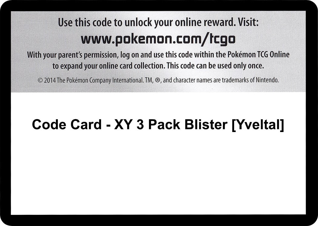 Image for Code Card - XY 3 Pack Blister [Yveltal] (XY - BREAKthrough) (BKT) - Pokemon