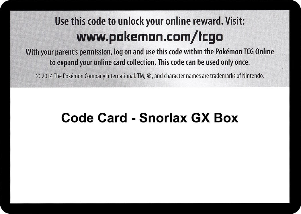 Image for Code Card - Snorlax GX Box (XY - Evolutions) (EVO) - Pokemon