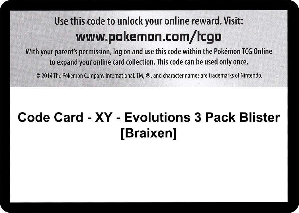 Image for Code Card - XY - Evolutions 3 Pack Blister [Braixen] (XY - Evolutions) (EVO) - Pokemon