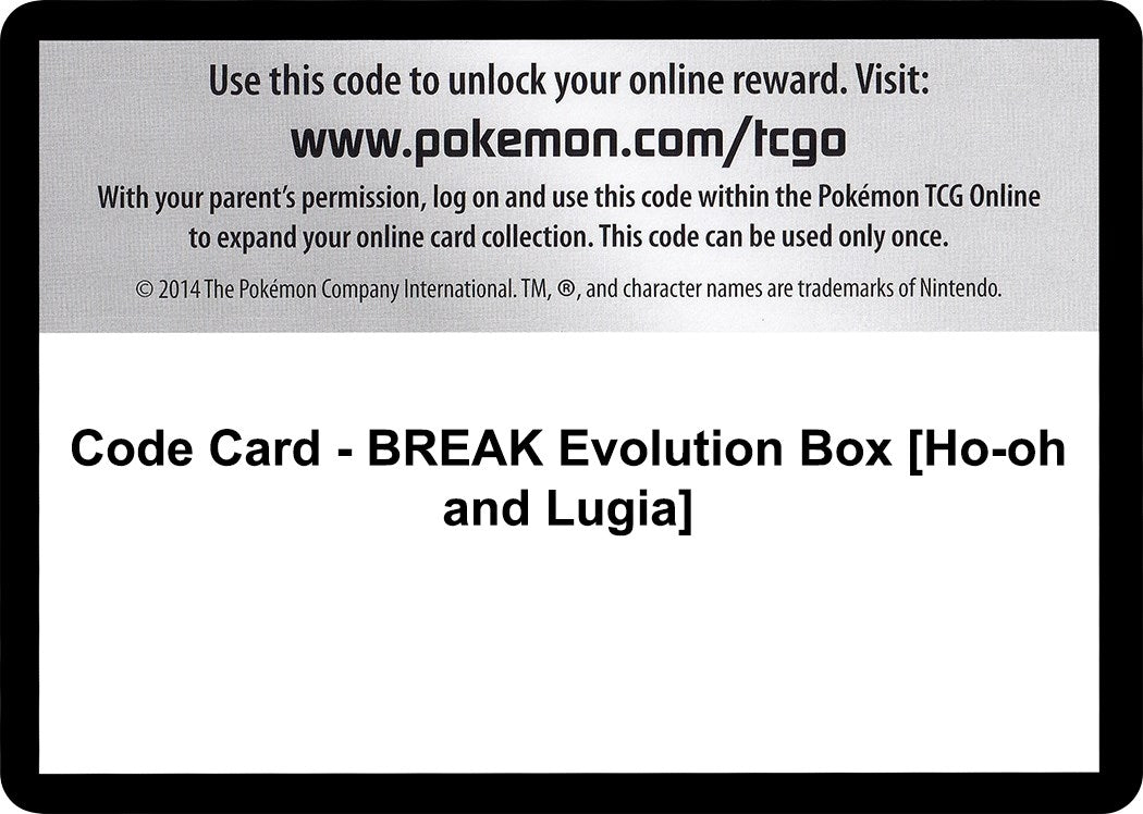 Image for Code Card - BREAK Evolution Box [Ho-oh and Lugia] (XY - Fates Collide) (FCO) - Pokemon