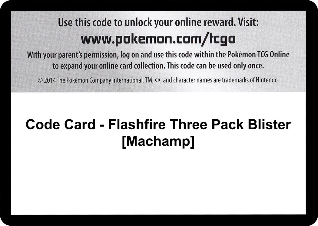 Image for Code Card - Flashfire Three Pack Blister [Machamp] (XY - Flashfire) (FLF) - Pokemon
