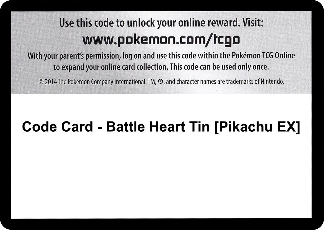 Image for Code Card - Battle Heart Tin [Pikachu EX] (XY - Steam Siege) (STS) - Pokemon