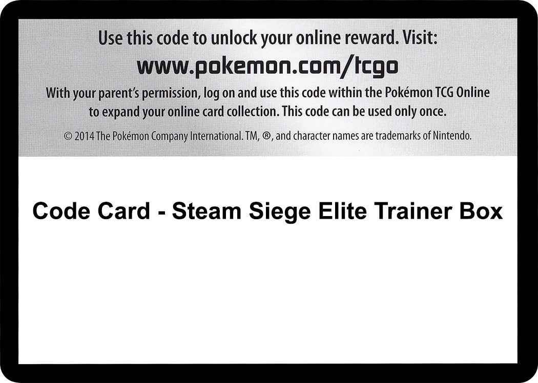 Image for Code Card - Steam Siege Elite Trainer Box (XY - Steam Siege) (STS) - Pokemon