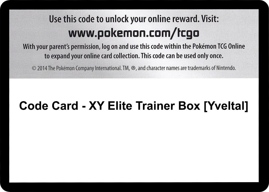 Image for Code Card - XY Elite Trainer Box [Yveltal] (XY Base Set) (XY) - Pokemon