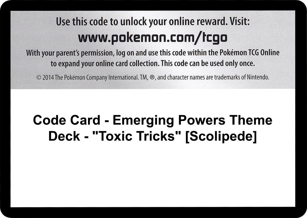 Image for Code Card - Emerging Powers Theme Deck - "Toxic Tricks" [Scolipede] (Emerging Powers) (EPO) - Pokemon