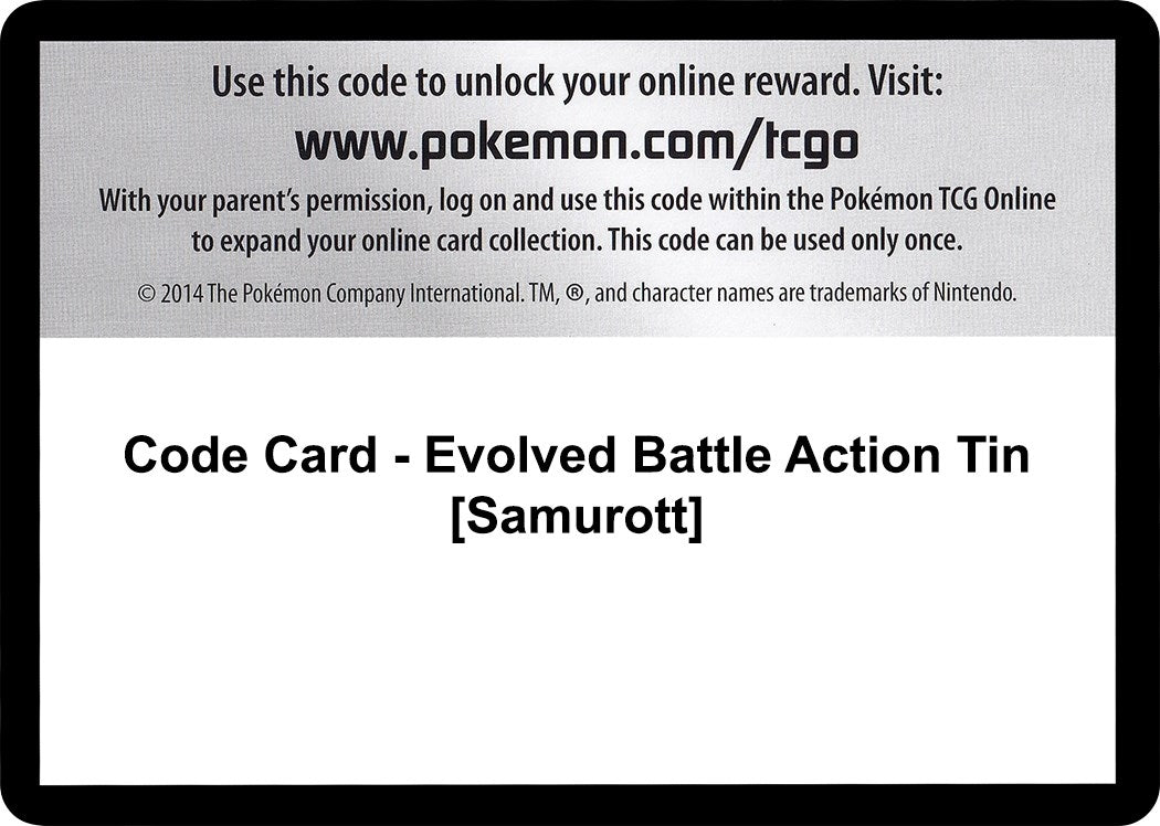 Image for Code Card - Evolved Battle Action Tin [Samurott] (Emerging Powers) (EPO) - Pokemon