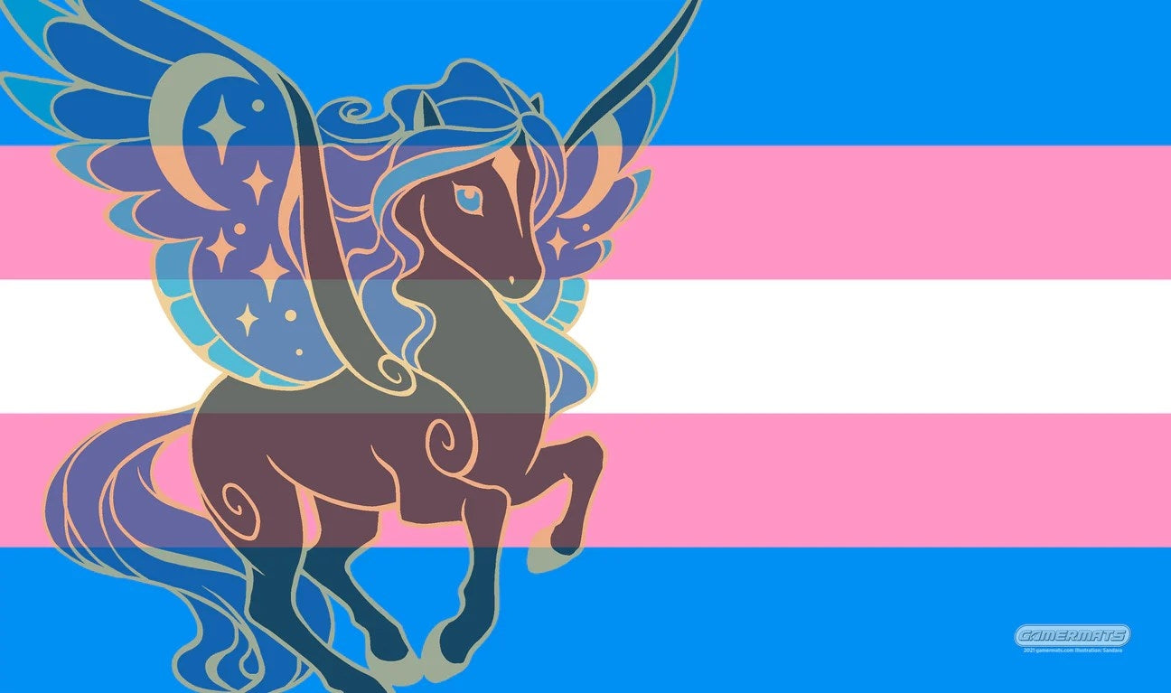 Image for GamerMats Playmat - Transgender Unicorn Flag (Premium White Stitched) - Playmats