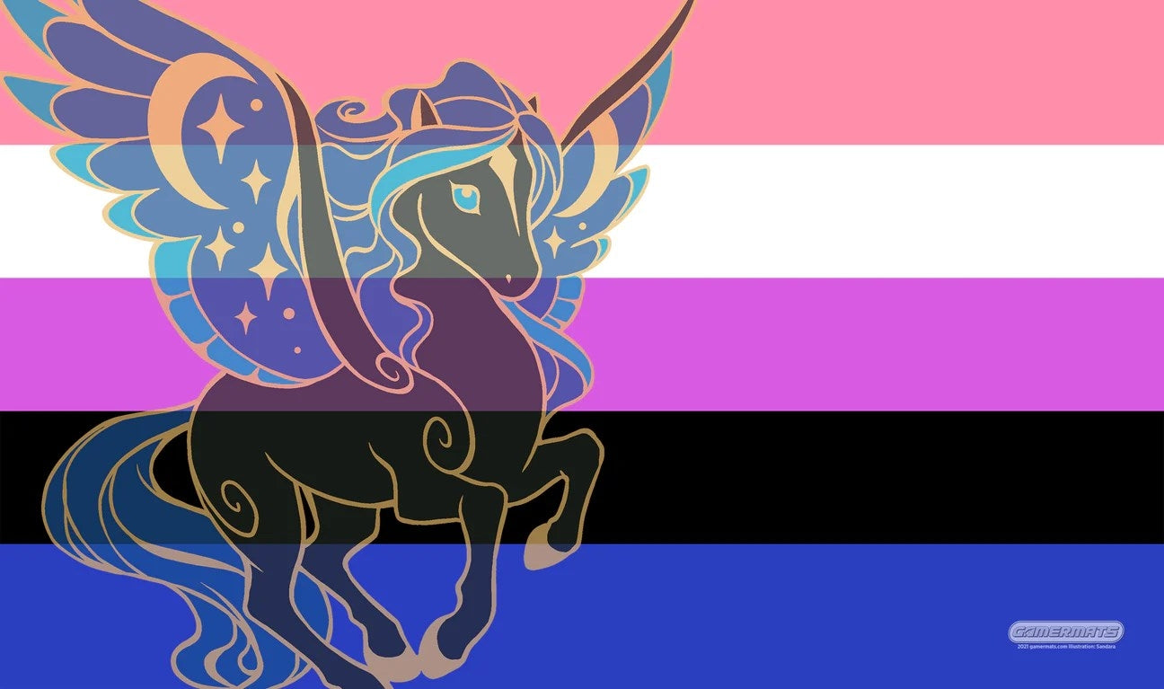 Image for GamerMats Playmat - Genderfluid Unicorn Flag - Playmats