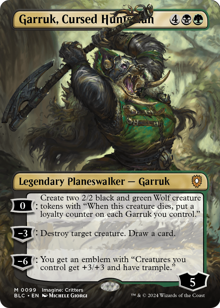 Garruk, Cursed Huntsman (Borderless) (BLC-099) [Bloomburrow Commander]