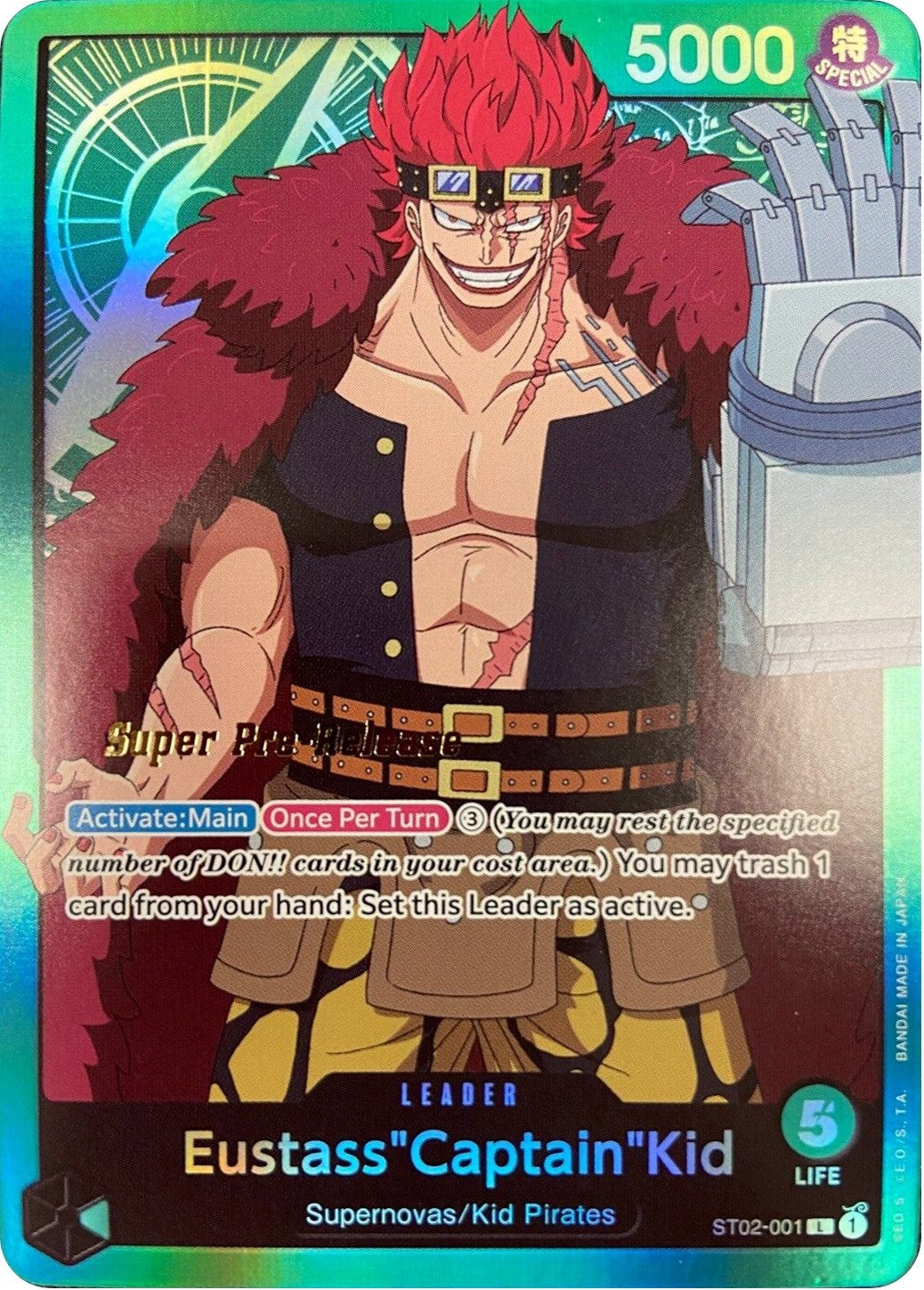 Image for Eustass"Captain"Kid (001) (ST02-001) (Super Pre-Release Starter Deck 2: Worst Generation) (ST-02 PRE) - One Piece Card Game