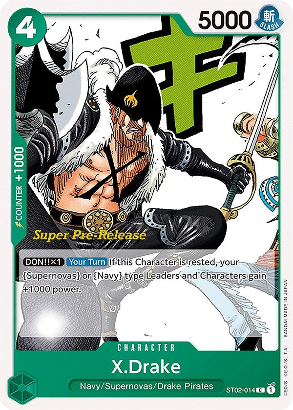 Image for X.Drake (ST02-014) (Super Pre-Release Starter Deck 2: Worst Generation) (ST-02 PRE) - One Piece Card Game