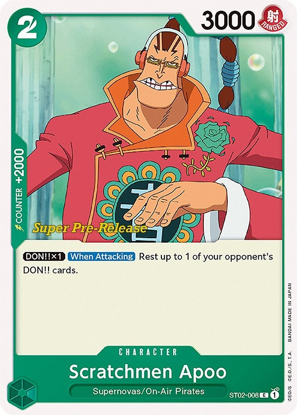 Image for Scratchmen Apoo (ST02-008) (Super Pre-Release Starter Deck 2: Worst Generation) (ST-02 PRE) - One Piece Card Game