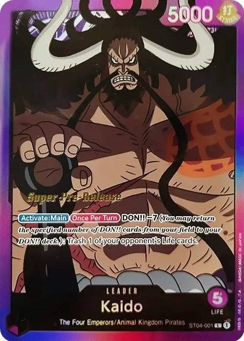 Image for Kaido (001) (ST04-001) (Super Pre-Release Starter Deck 4: Animal Kingdom Pirates) (ST-04 PRE) - One Piece Card Game