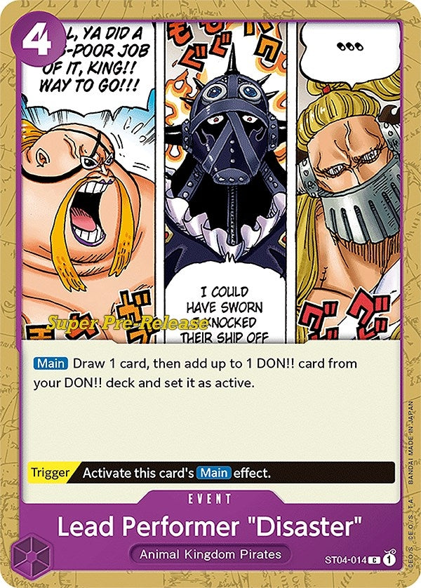 Image for Lead Performer "Disaster" (ST04-014) (Super Pre-Release Starter Deck 4: Animal Kingdom Pirates) (ST-04 PRE) - One Piece Card Game