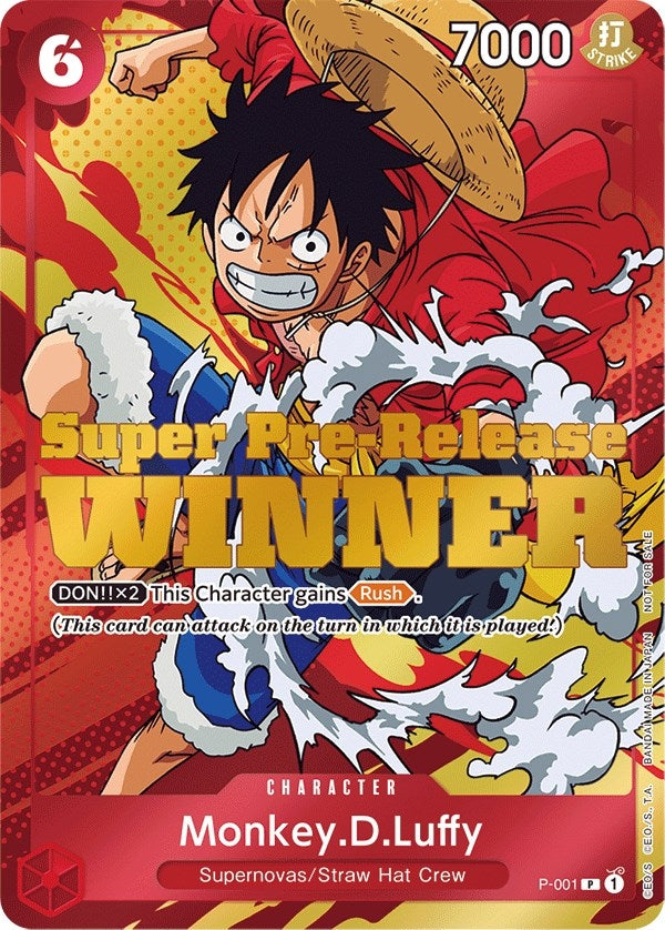 Image for Monkey.D.Luffy (Super Pre-Release) [Winner] (P-001) (One Piece Promotion Cards) (OP-PR) - One Piece Card Game