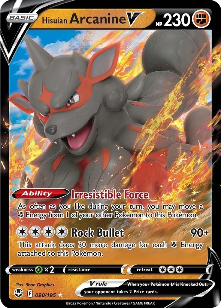 Image for Hisuian Arcanine V (090/195) (SWSH12: Silver Tempest) (SWSH12) - Pokemon