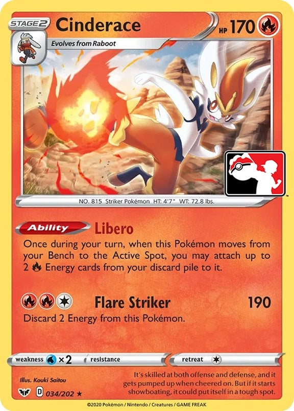 Image for Cinderace (034/202) (Prize Pack Series Cards) - Pokemon