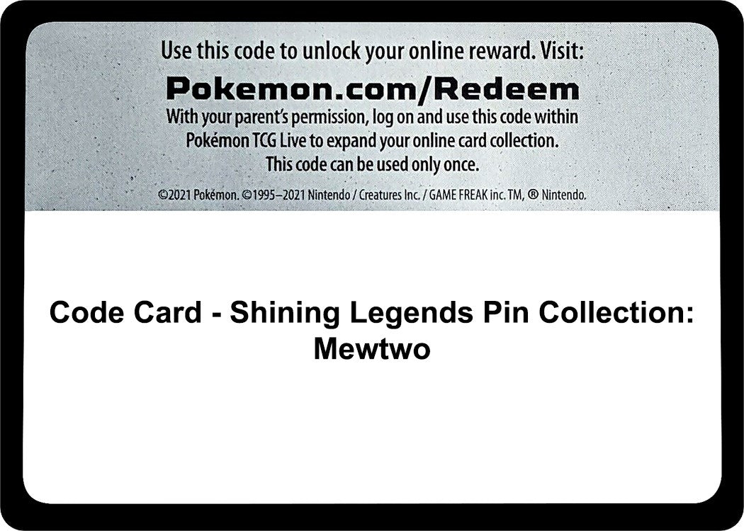 Image for Code Card - Shining Legends Pin Collection: Mewtwo (Shining Legends) (SHL) - Pokemon