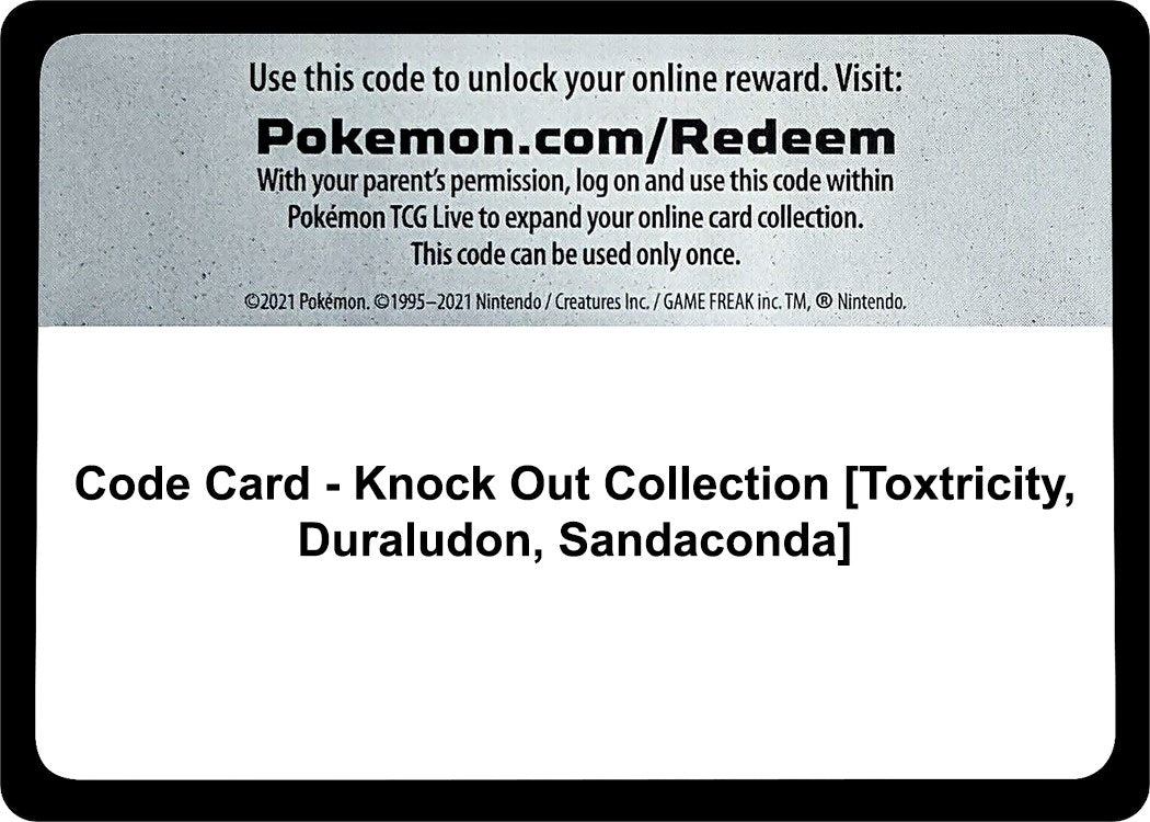 Image for Code Card - Knock Out Collection [Toxtricity, Duraludon, Sandaconda] (Miscellaneous Cards & Products) (MCAP) - Pokemon