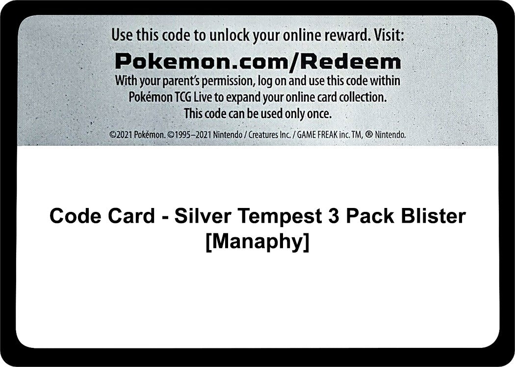 Image for Code Card - Silver Tempest 3 Pack Blister [Manaphy] (SWSH12: Silver Tempest) (SWSH12) - Pokemon