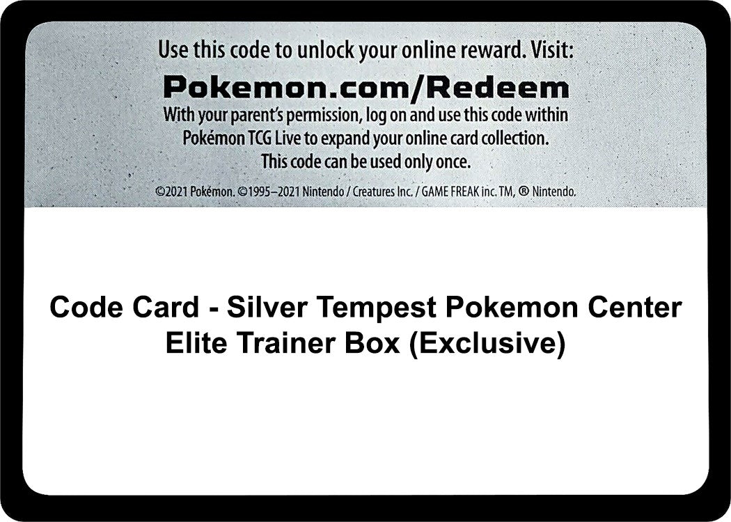 Image for Code Card - Silver Tempest Pokemon Center Elite Trainer Box (Exclusive) (SWSH12: Silver Tempest) (SWSH12) - Pokemon