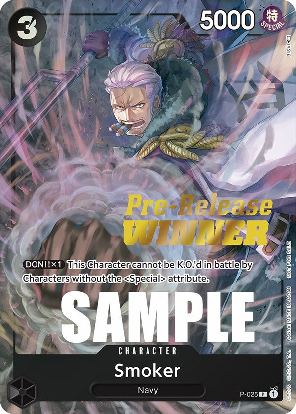 Image for Smoker (Pre-Release) [Winner] (P-025) (One Piece Promotion Cards) (OP-PR) - One Piece Card Game