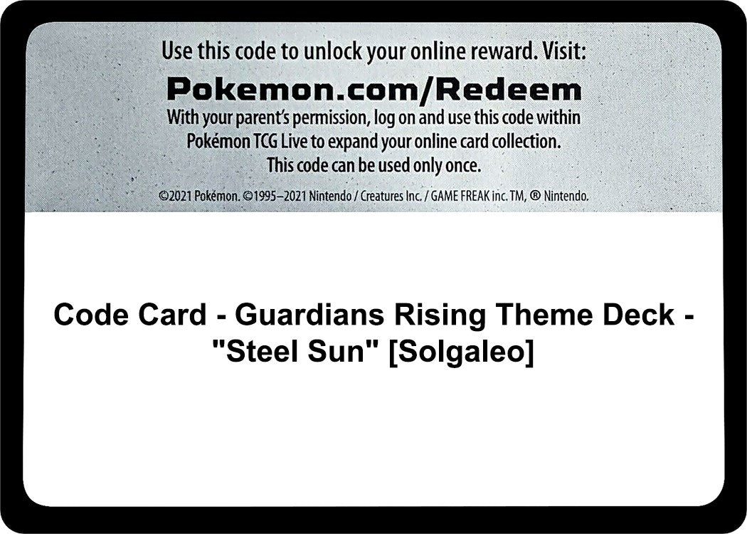 Image for Code Card - Guardians Rising Theme Deck - "Steel Sun" [Solgaleo] (SM - Guardians Rising) (SM02) - Pokemon