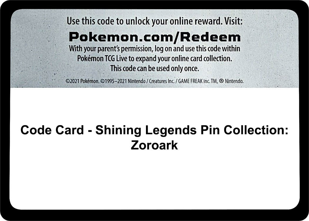 Image for Code Card - Shining Legends Pin Collection: Zoroark (Shining Legends) (SHL) - Pokemon