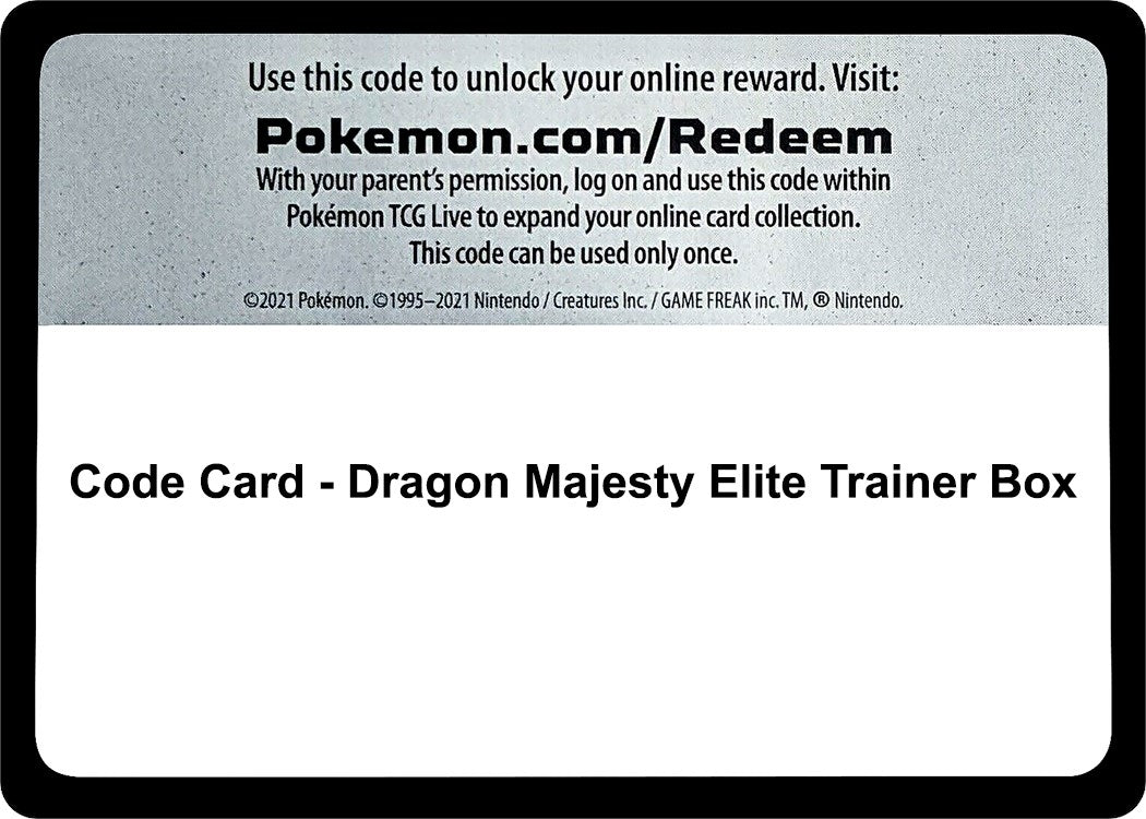 Image for Code Card - Dragon Majesty Elite Trainer Box (Dragon Majesty) (DRM) - Pokemon