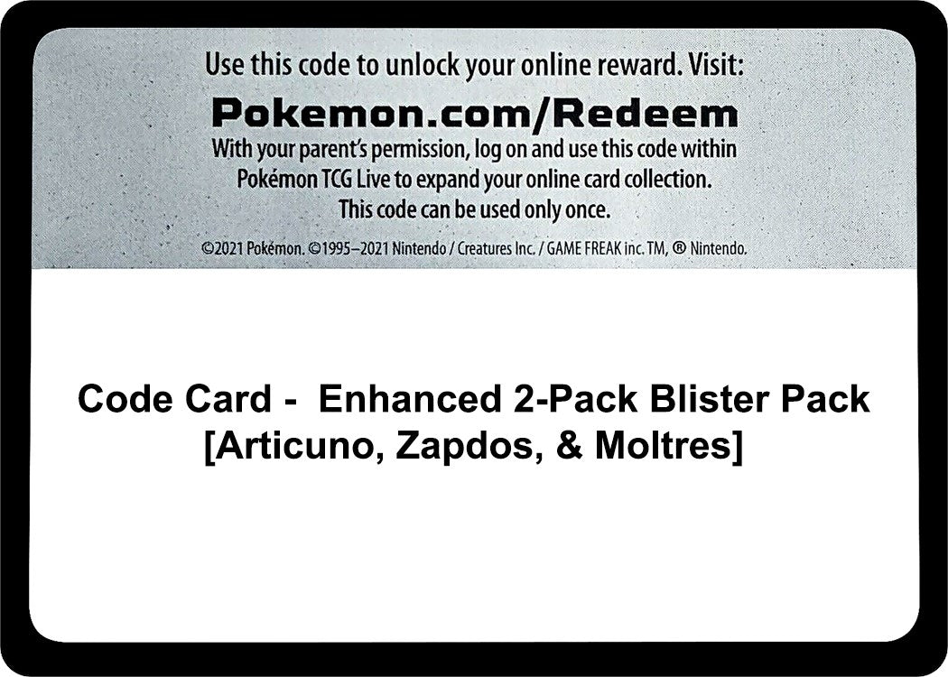 Image for Code Card - Enhanced 2-Pack Blister Pack [Articuno, Zapdos, & Moltres] (Miscellaneous Cards & Products) (MCAP) - Pokemon