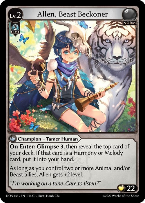 Image for Allen, Beast Beckoner (016) (Dawn of Ashes 1st Edition) (DOA 1st) - Grand Archive TCG