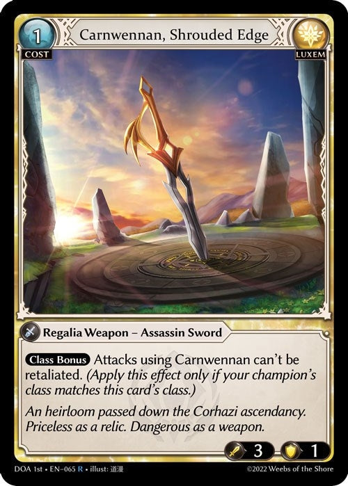 Image for Carnwennan, Shrouded Edge (065) (Dawn of Ashes 1st Edition) (DOA 1st) - Grand Archive TCG