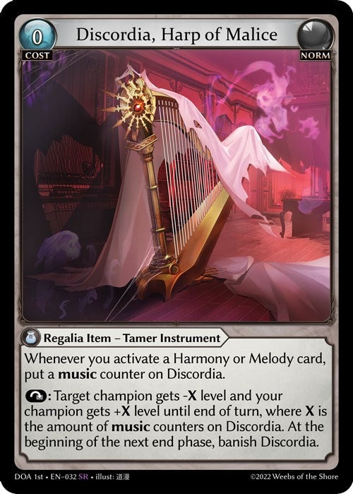 Image for Discordia, Harp of Malice (032) (Dawn of Ashes 1st Edition) (DOA 1st) - Grand Archive TCG