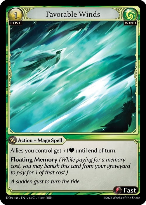 Image for Favorable Winds (213) (Dawn of Ashes 1st Edition) (DOA 1st) - Grand Archive TCG