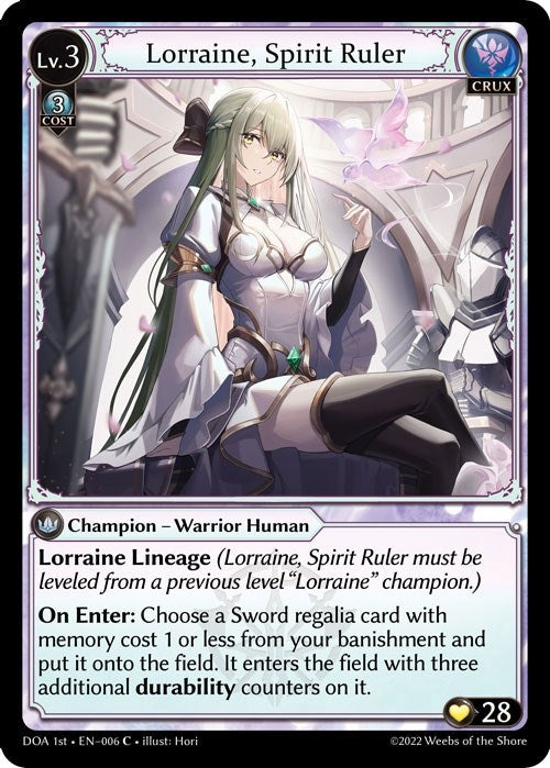 Image for Lorraine, Spirit Ruler (006) (Dawn of Ashes 1st Edition) (DOA 1st) - Grand Archive TCG